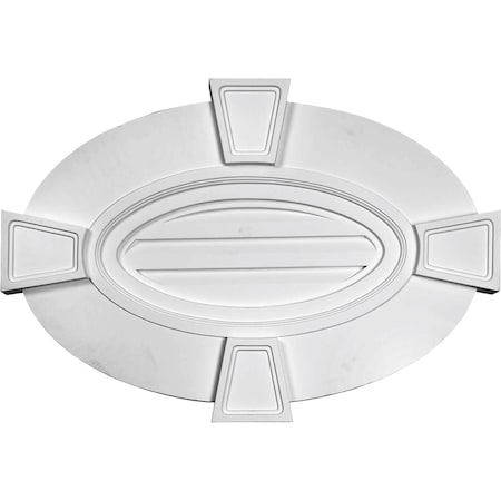 Ekena Millwork Horizontal Oval Gable Vent Louver with Flat trim & Keystones, Non-Functional, 29"W x 20"H x 1 3/4"P GVOV29X20D